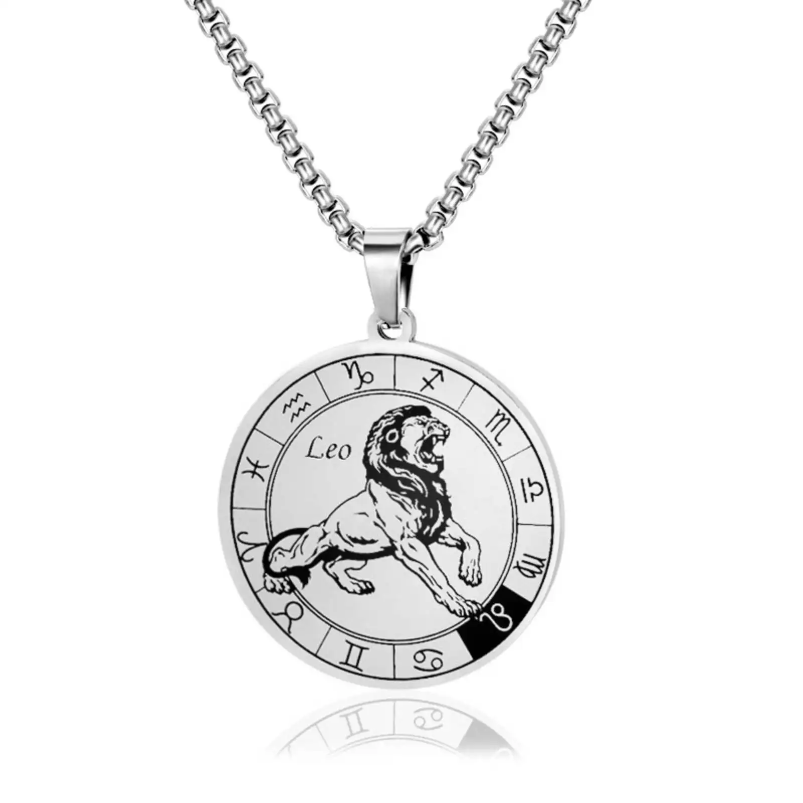 12 علامات زودياك الأبراج قلادة القلائد للنساء الرجال الفولاذ المقاوم للصدأ مجوهرات هدية عيد ميلاد #3