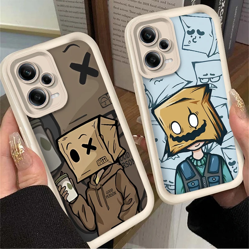 Cartoon Luxury Box Paper Man Soft Case for Xiaomi Redmi Note 13 12 11 Pro Plus 4G 5G 12S 11S 10S 10 9 9S Redmi 14C 13C 12C A3 12