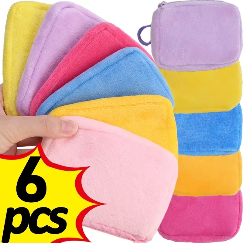 6pcs Cute Candy Color Plush Coin Purse Women Mini Square Change Pouch Wallet Headphone Bag Key Holder Portable Zero Wallet Box