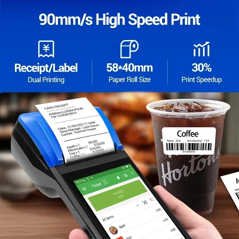 FYJ-F1 4G WIFI SIM Card Touch Screen Pos Macchina Pagamento Mobile Taxi Car Cash Machine Sistema di dati wireless Pos con stampante