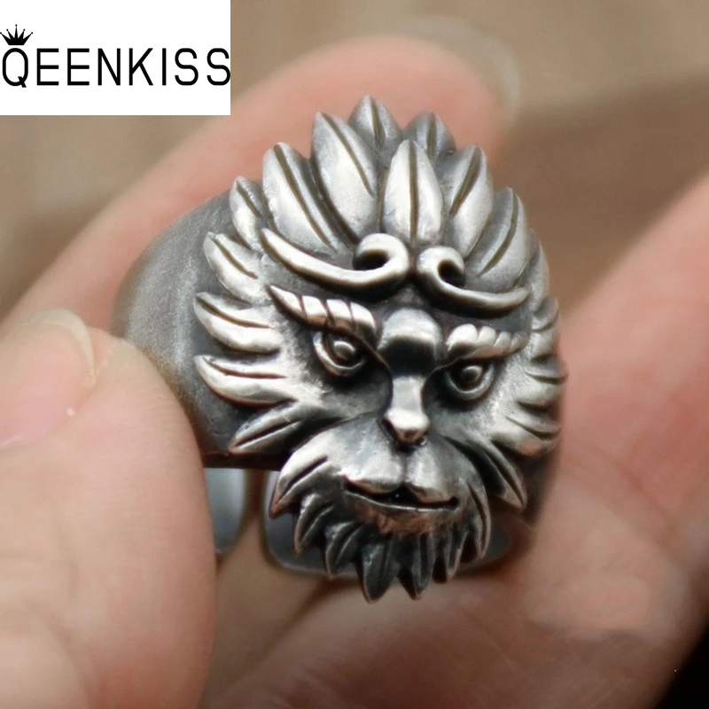 QEENKISS 925 Sterling Silver Vintage Sun Wukong Ring for Men Fine Jewelry Birthday Wedding Party Boyfriend Father Gifts RG6988