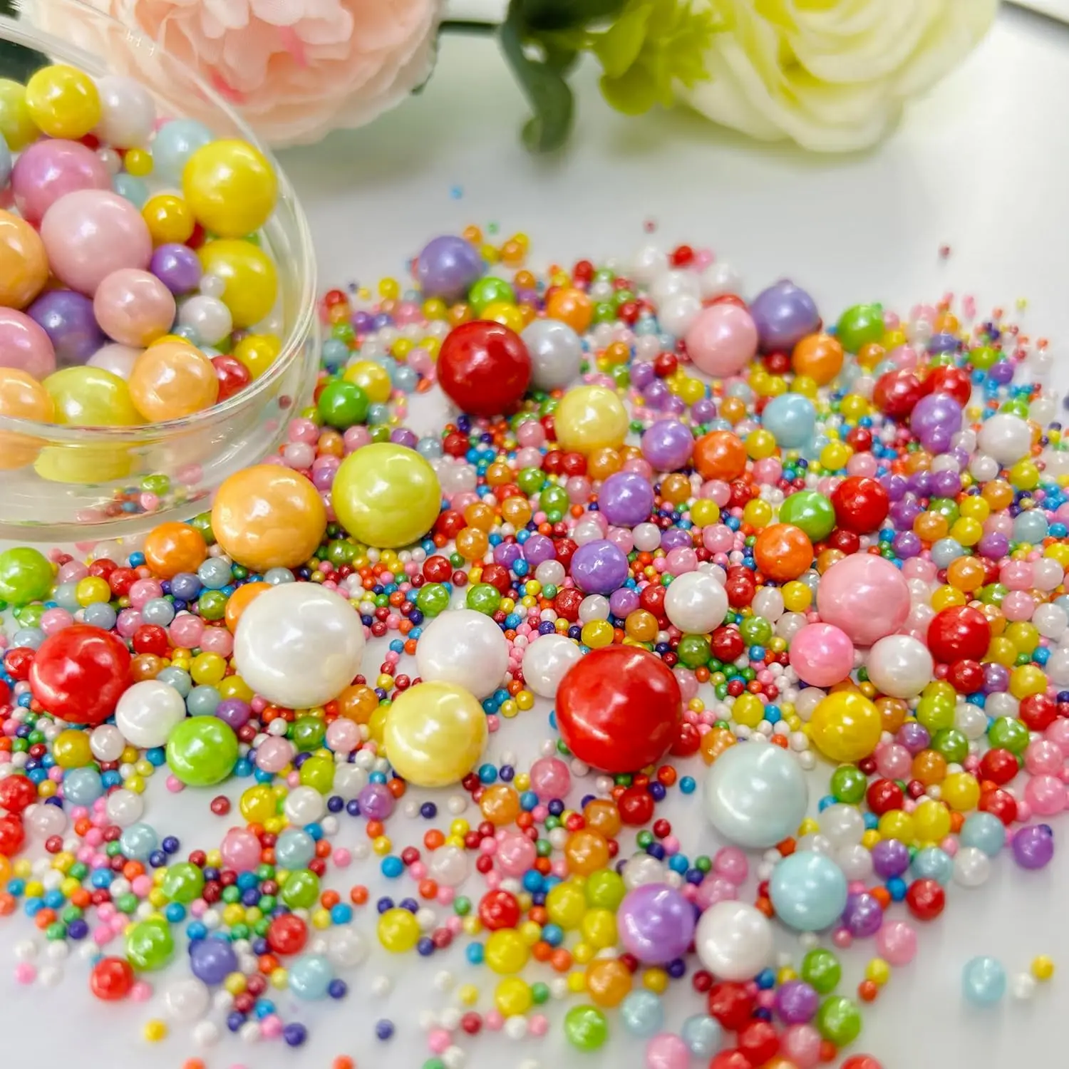 130 g/4,58 Unzen Perlenstreusel, Mischungsgröße, Eiscreme-Kuchenaufsätze und Keksdekoration, Hochzeitsfeier, Weihnachtszubehör – Detail 18