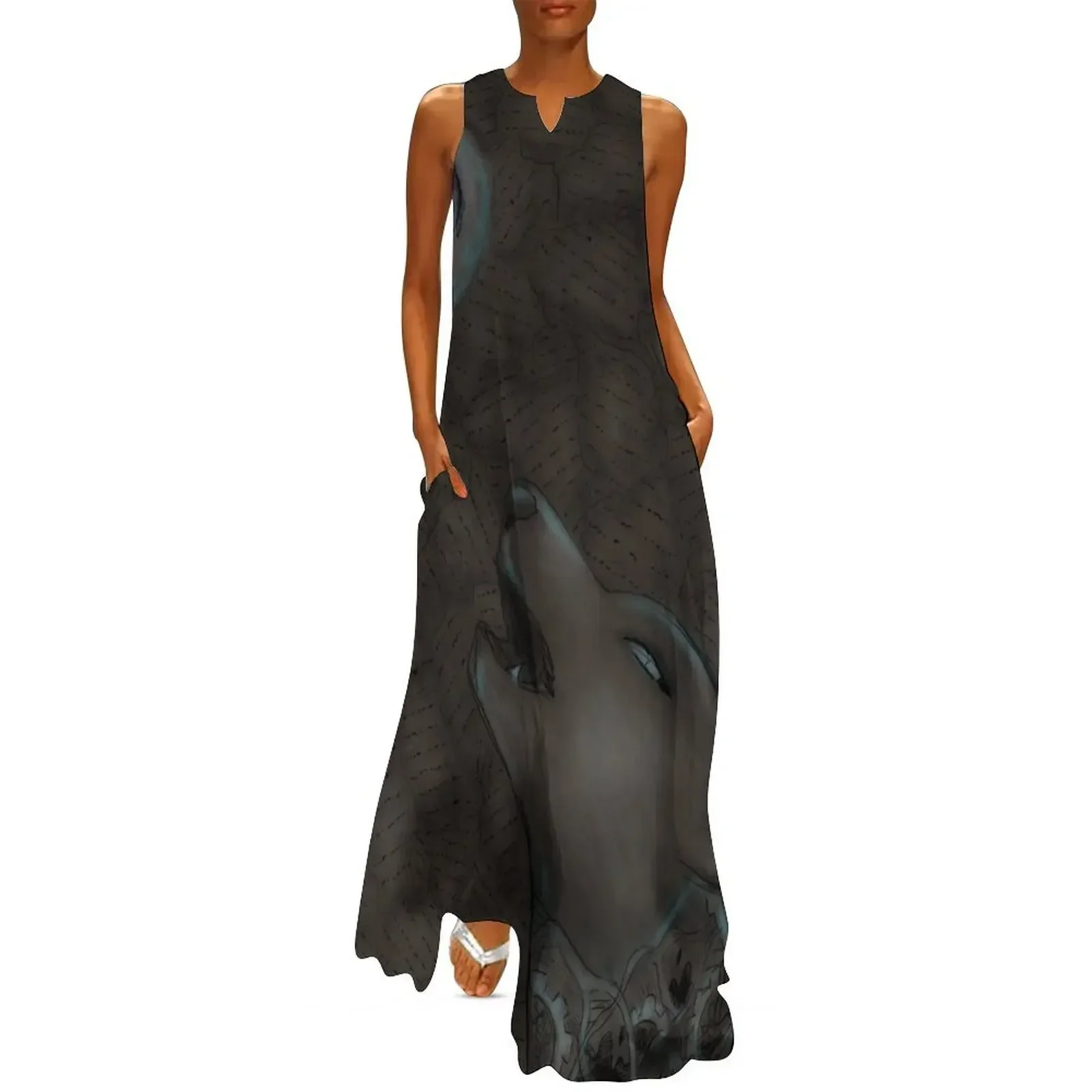 

Surrealist cyberpunk wolf Long Dress birthday dresses for women Cocktail of dresses evening dress ladies Dress