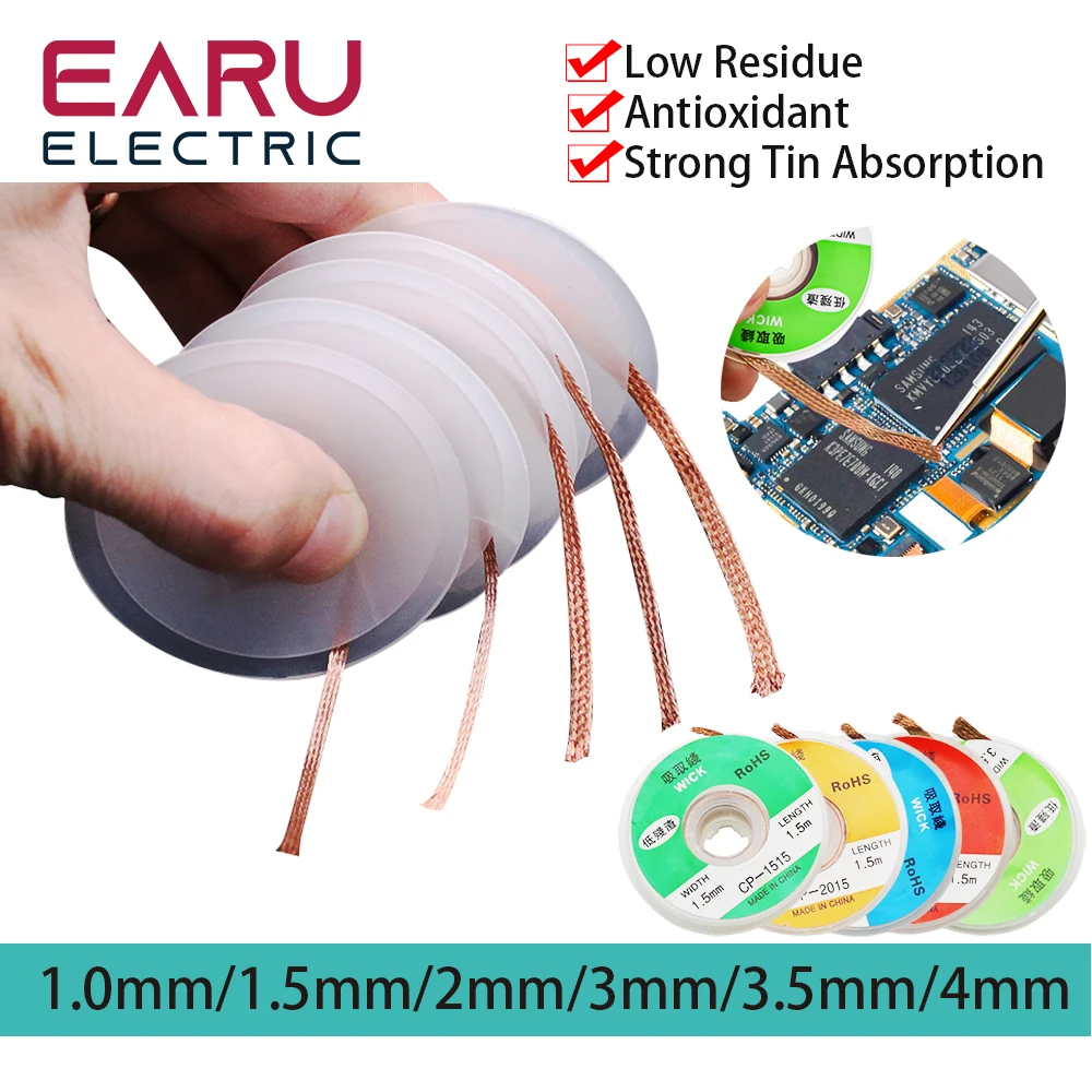 Hút Thiếc Loại Áo Ngực Hàn Tẩy Bấc Dây 1.5Mm 2Mm 2.5Mm 3Mm 3.5Mm 1.5M 3M hàn Tín Hút Cáp Dẫn Dây Từ Thông Dụng Cụ Sửa Chữa