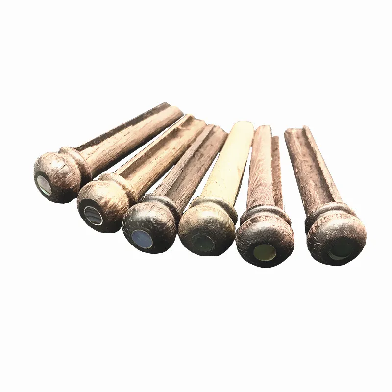 6 Teile/los Akustische Gitarre Brücke Knochen Ebenholz Palisander Pins Mit Abalone Dot Gitarre String Nägel Pin Ende Gitarre Teile Zubehör – Detail 4