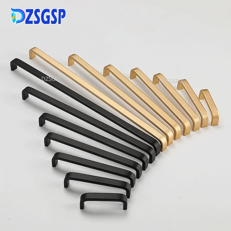 DZSGSP Kitchen Door Cabinet Straight Handle 64/96/128/160/192mm Space Aluminum Handles Pull Knobs Furniture Hardware