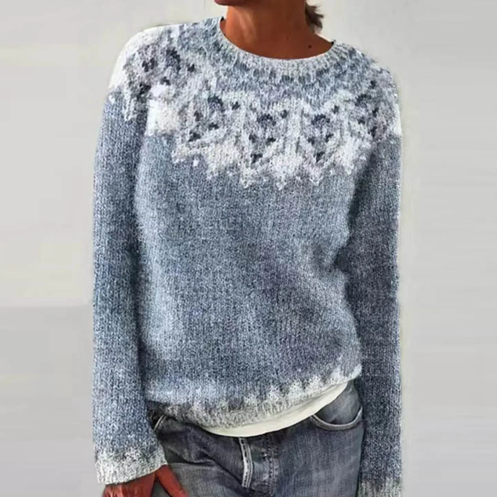 Plus Größe Herbst Winter Frauen Hässliche Pullover Vintage Warme Lange Hülse Rundhals Beiläufige Gestrickte Pullover Tops y2k Lose Jumper