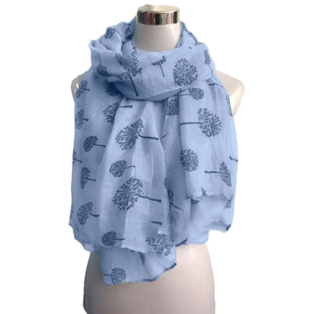 Dames nieuwe mode zijden sjaal sneeuwvlok boom print ontwerp sjaal elegante hoofdband handige hoofdband chiffon mousseline sjaal