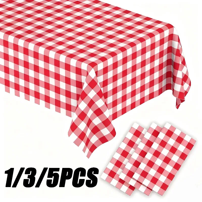 1/3/5PCS Disposable Checkered Tablecloth Plastic Tablecloth Birthday Party Wedding Picnics Christmas Home Decoration 100x140cm