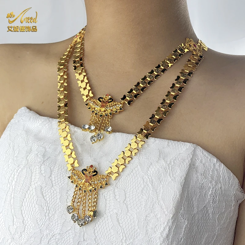 

Multilayer Necklace 24K Gold Plated Chain Layered Choker Indian Jewelry For Woman Bridal Luxury Wedding Party Dubai Jewellery