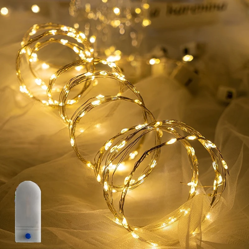 LED Fairy Lights Battery Powered 3 Modes Copper Wire Garland Light String For Bedroom Birthday DIY Gift Wedding Party Decoration