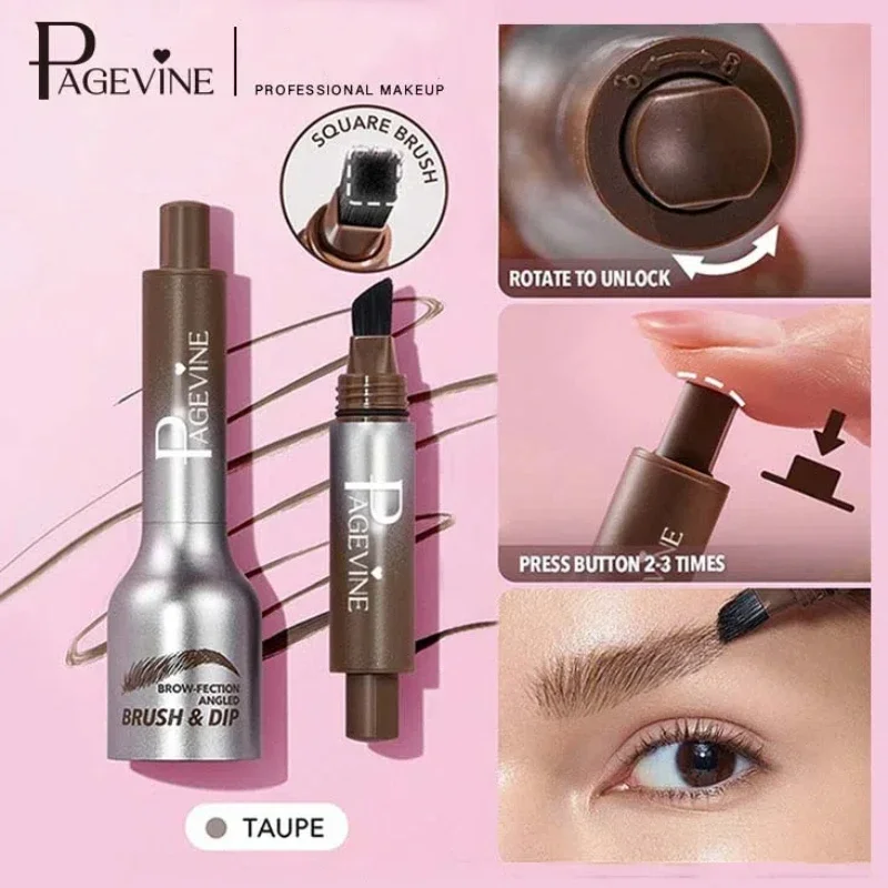 Schuine Vierkante Borstel 3D Wilde Wenkbrauw Kleurstof Potlood Anti-vlekken Waterdicht Taupe Bruin Grote Borstel Haarlijn Wenkbrauwversterkers Crème