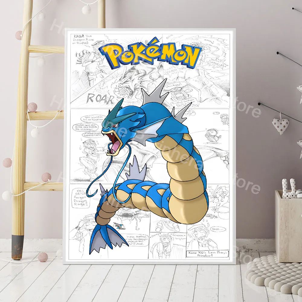 Posters Anime Pokemon Peripherals Art Canvas Painting Blastoise Mewtwo Picture Comic Kawaii Mural Decor Gifts for Baby Girl Room