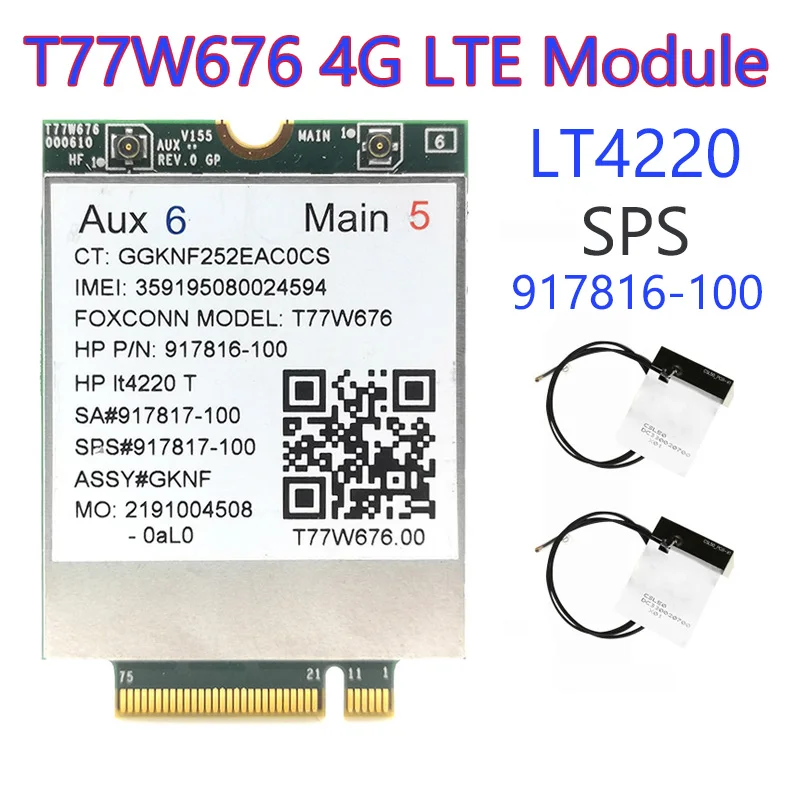 lt4220 X12 LTE T77W676 917817-100 4G WWAN M.2 450Mbps LTE Modem For HP Elite X2 1030 G3 EliteBook X360 1030 G3