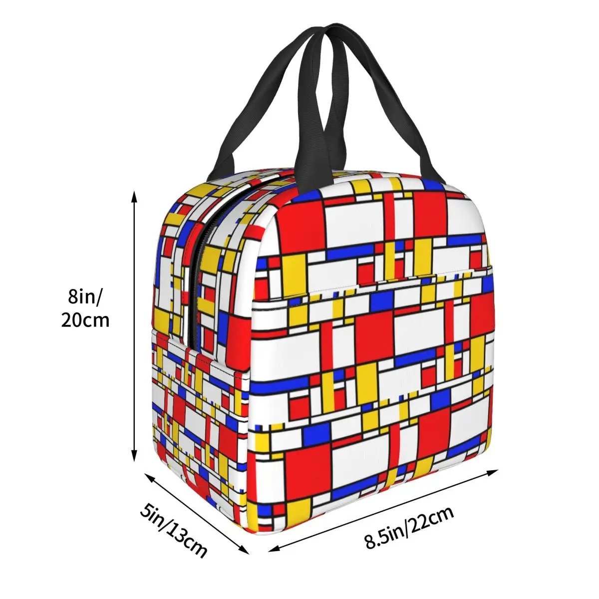 Mondrian Abstract Art Deco Graphic Insulated Lunch Bag for Women Kids Portable Food Boxes Thermal Lunch Box Tote