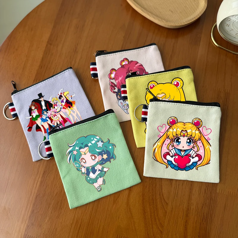 

Kawaii Sailors Moons Canvas Coin Purse Cartoon Anime Mini Pouch Portable Fashion Wallets Cute Change Storage Bags Birthday Gift