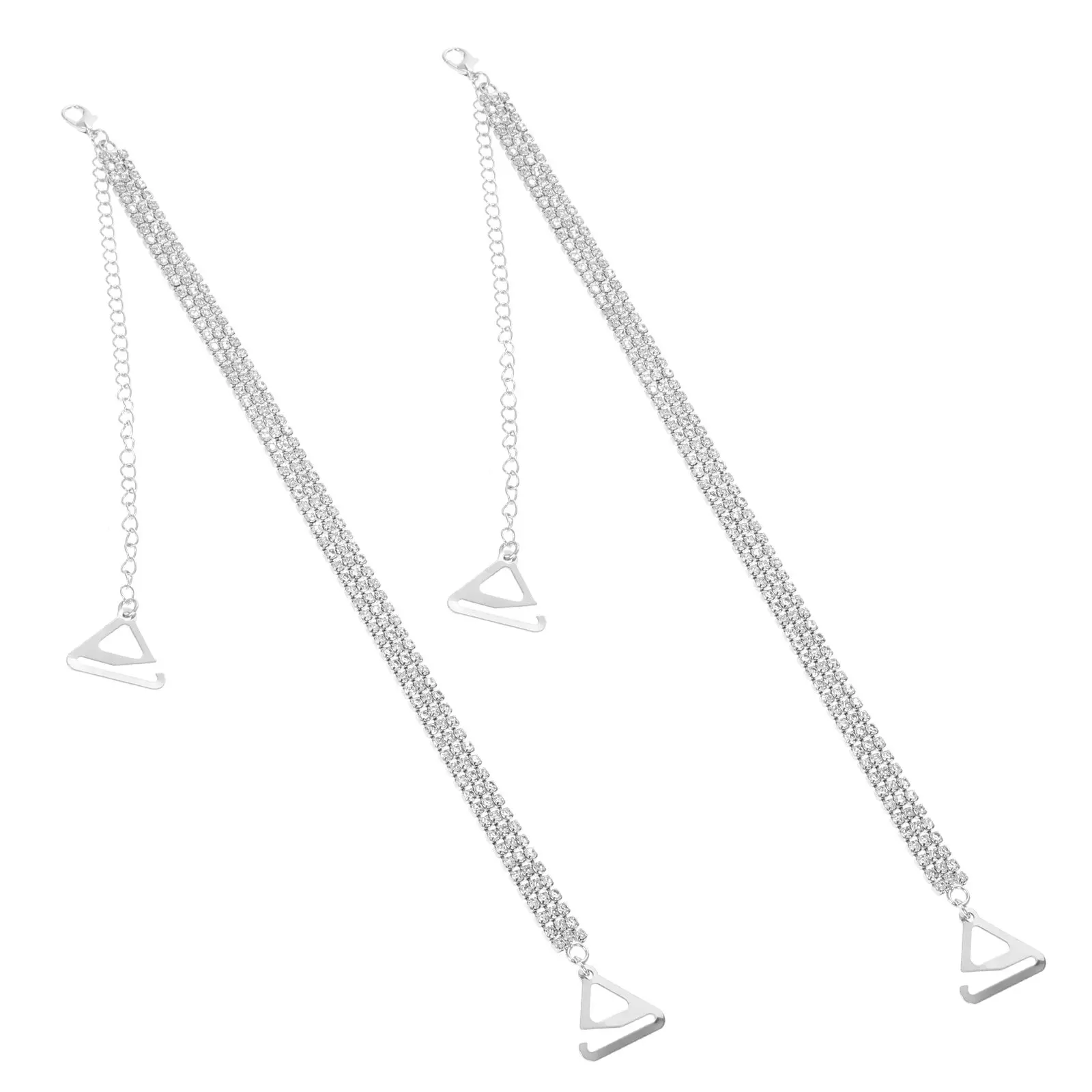 1Pair Non-Slip Bra Strap Holders with Three Rows Rhinestones Comfortable Reusable Underwear Strap Holders for Summer Outfits