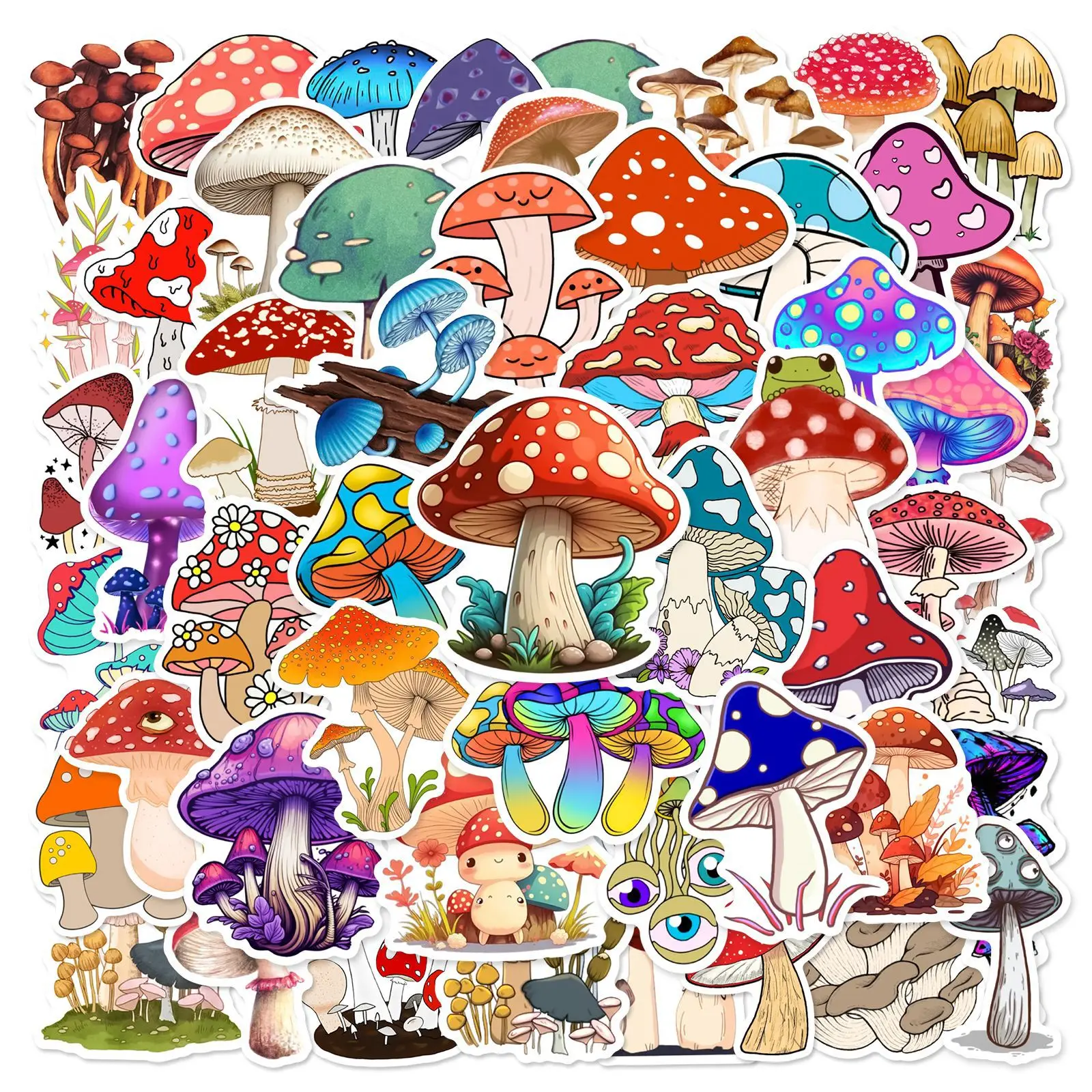 

50Pcs Cartoon Mushroom Series Graffiti Stickers Suitable for Laptop Helmets Desktop Decoration DIY Stickers Toys Wholesale