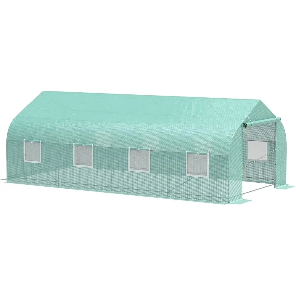 

Уличная теплица 20' x 10' x 7' с подъемными окнами, дверью на молнии, покрытием из полиэтилена и прочным стальным каркасом