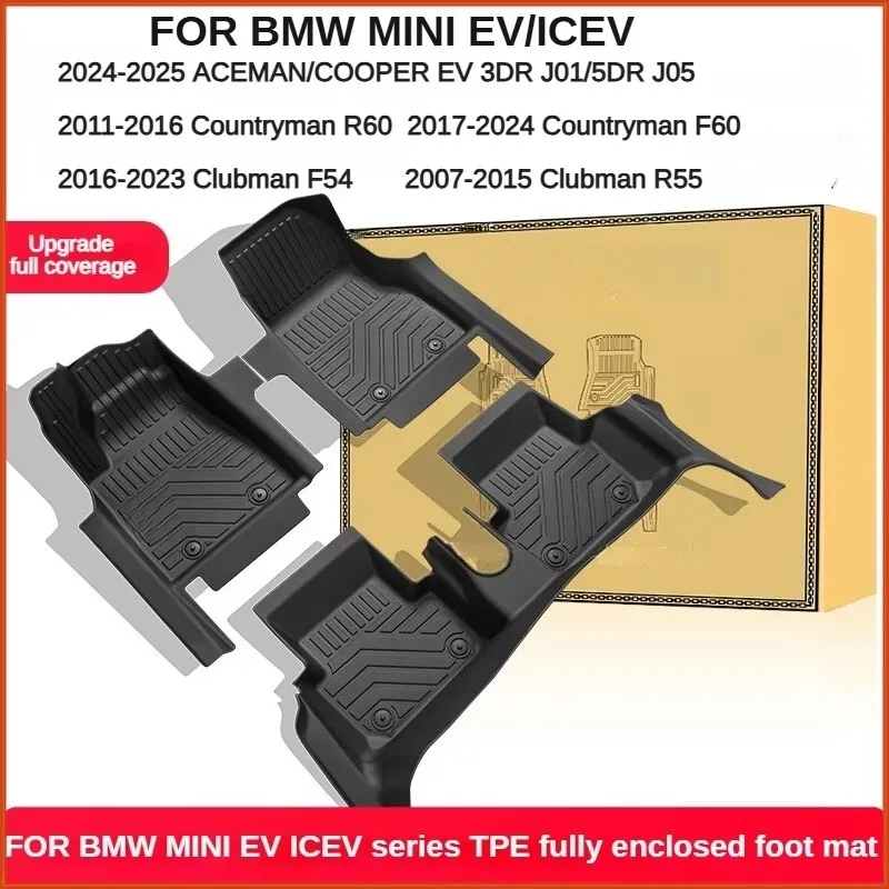 TPE Floor Mats For BMW MINI ACEMAN COOPER/J01/05 Clubman F54 R55 Countryman R60 F60 2007-2025 LHD ICEV/EV Accessories