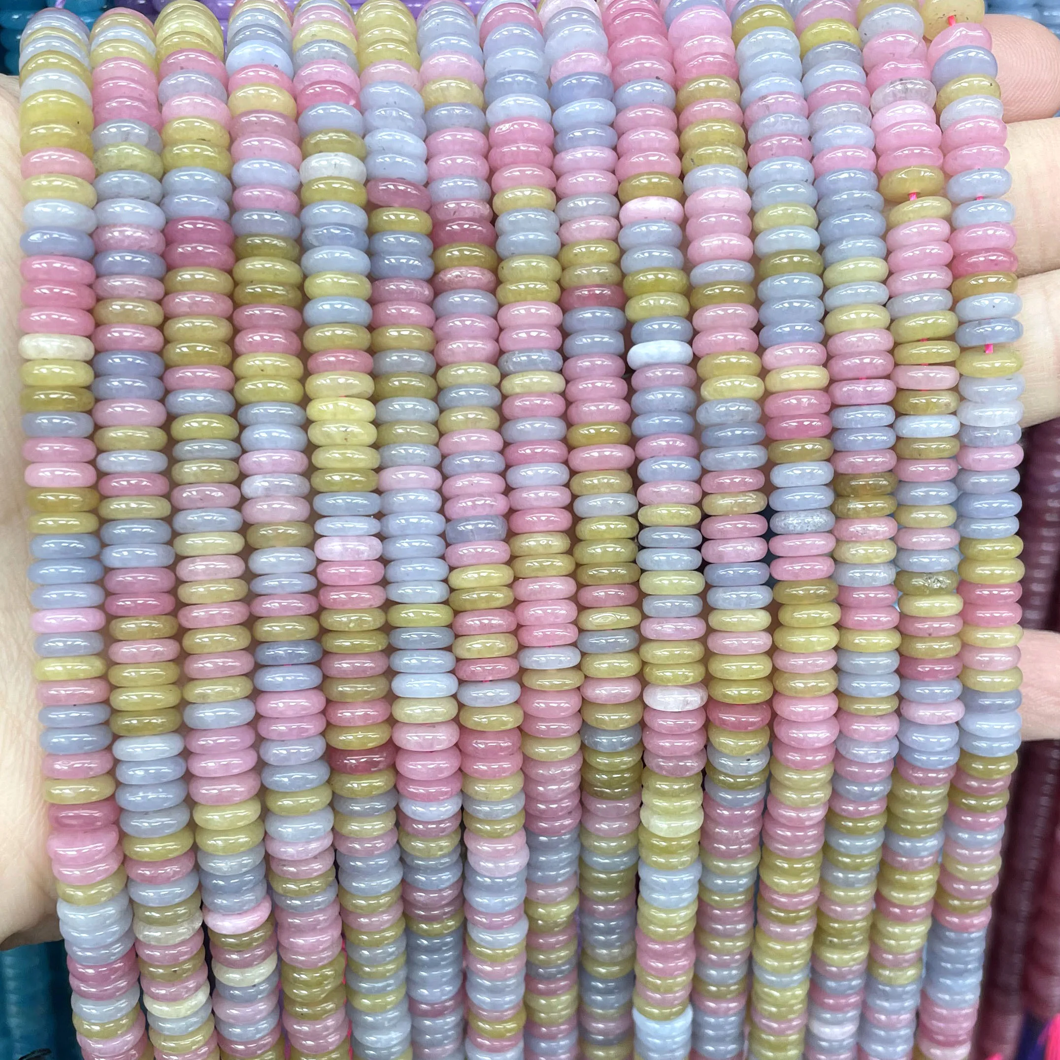 2X6MM Natural Stone Flat Rondelle Morganite Jades Chalcedony Abacus Spacer Beads For Jewelry Making Diy Bracelets Accessories