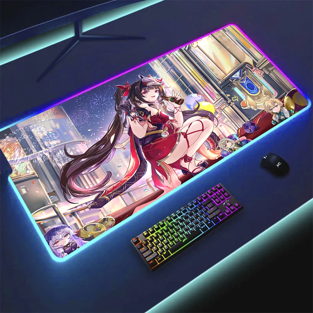 Honkai Star Rail Sparkle Mouse Pad Gaming Rgb Mousepad Backlit Keyboard Gamer Girl Xxl Laptop Birthday Mat Table Pads Deskpad