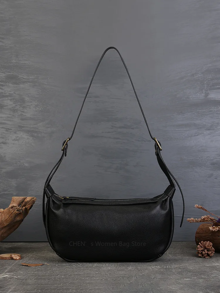 

2025 New Women's Bag Top Layer Cowhide Dumpling Solid Color Handmade Female Shoulder Bags Designer Women Luxury Handbags