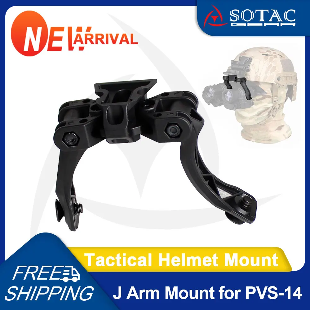 SOTAC GEAR Tactical J Arm Mount Helmet Mount for Dual AN PVS-14 Night Vision Mounting Base Outdoor Accessories