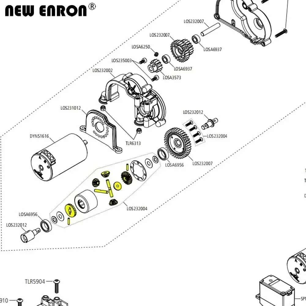 LOS232004 Diferencial de engrenagem cônica 6S em aço duro para carro RC 1/10 Team Losi BAJA REY 4wd Rock Rey RTR