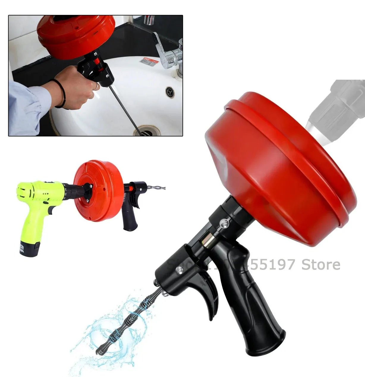 

10m Professional Water Snake Auger Flexible Drainage Blockage Remover Fast Manual/electric Dual-purpose Pipe Dredging Machine