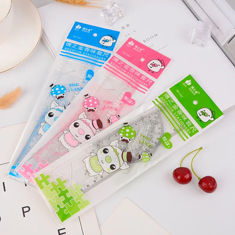 

20cm Folding Ruler Set Packed In A Soft PVC Bag for Easy Storage Not Easy To Lose Student Triangle Geometry Ruler