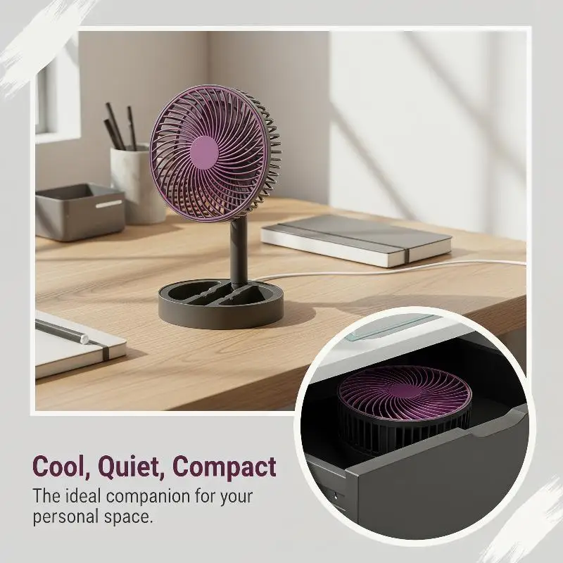 USB Direct Plug-in Small Fan Portable Cooling Fan Household Foldable Desktop Air Circulator For Indoor Outdoor