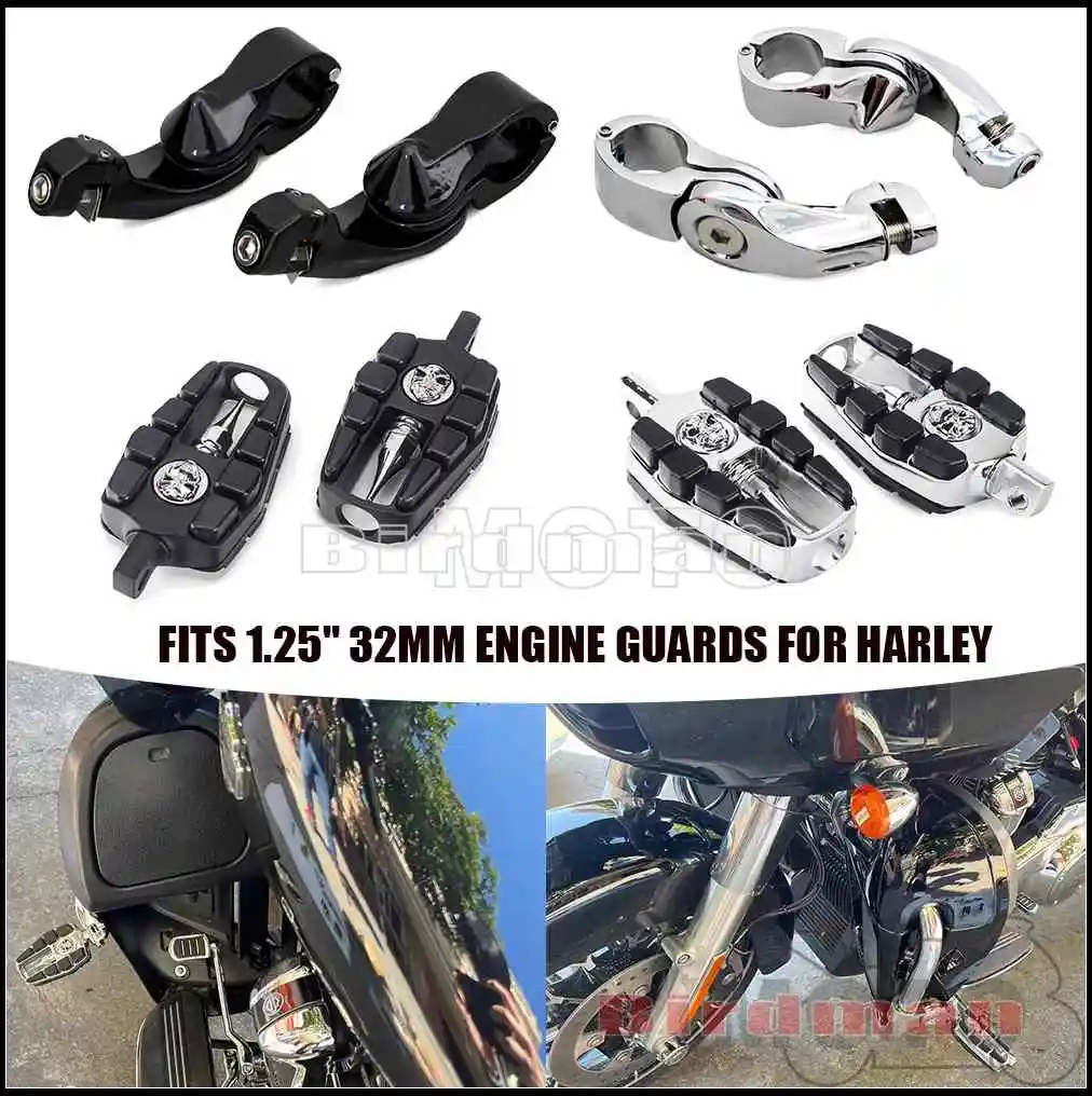 

Motorcycle 32MM 1.25" Highway Engine Guard Footpegs Pedal Footrest Foot Peg Mount For Harley Touring Dyna Sportster Softail