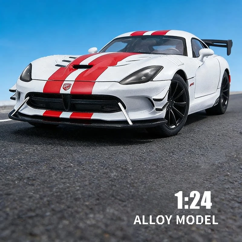 

Машинка-симулятор спорткара Viper 1:24, литая металлическая модель со звуком и светом, откатывающаяся, коллекционная, детская игрушка, подарок