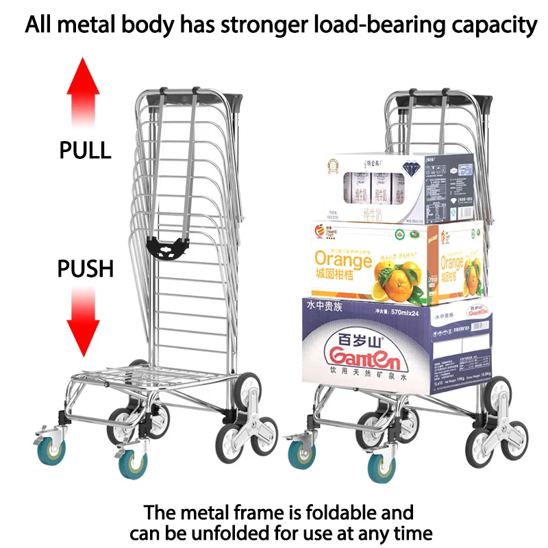 Folding Shopping Trolley Aluminum Shop Cart With Wheels Multipurpose For Outdoor Camping Cartwheel Kitchen Storage Rolling Carts