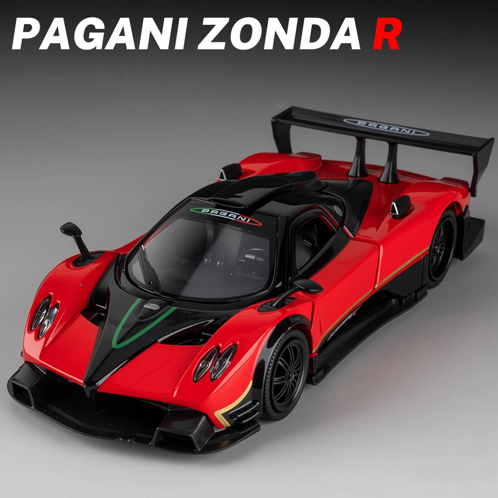 Pagani Zonda R – modèle de voiture en alliage, supercar, son et lumière, jouet à collectionner pour enfants, cadeau d'anniversaire, 1:32