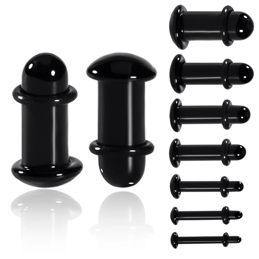 2Pcs Black Glass Ea… - image