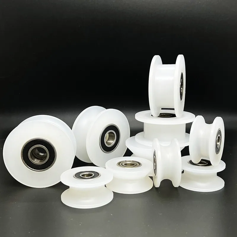 2pcs Nylon Polypropylene Pulley U/V/H Type Silent Bearing Roller Sliding Door Directional Pulley Cabinet Door Track Wheel