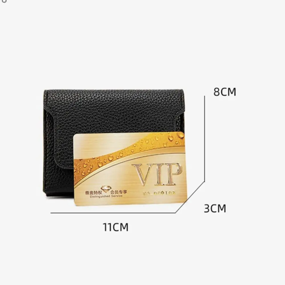 PU Leather Short Wallets Portable Solid Color Money Bag Card Holder for Women Girls