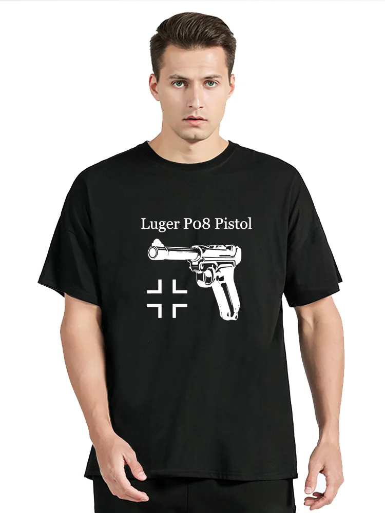 Germany Luger P08 Pistol Handgun T-shirt Summer Cotton Short Sleeve O-Neck Men Tshirt Casual Fitness Tops Tees Oversized