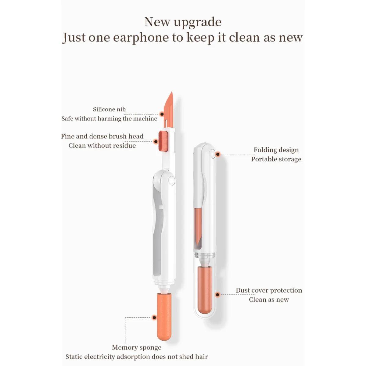 Q5B Multifunctional Cleaning Pen Portable Headphone Cleaning Wand Cell Phone Screen Dust Cleaning Brush