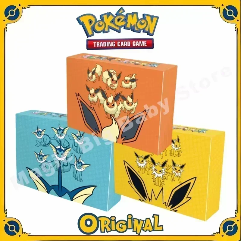 Original genuíno pokemon ptcg cartão chinês ibrahimovic caixa de presente avançada reib fogo eevee água eevee nove cores reunir pengyuan