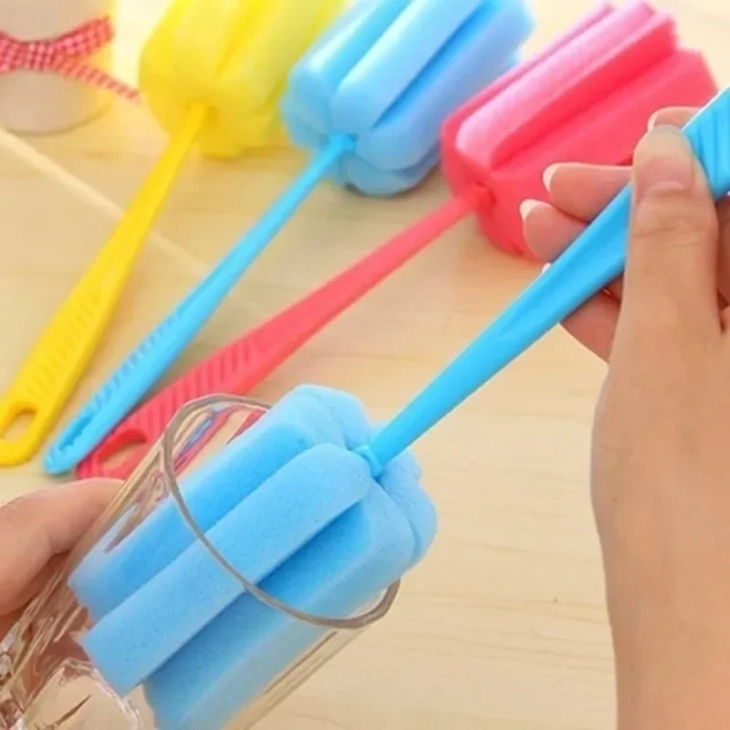 Herramienta de limpieza de cocina, cepillo de esponja para copa de vino, botella de café, té, taza de vidrio, Color aleatorio, productos de limpieza, suministros para el hogar, 2 uds.