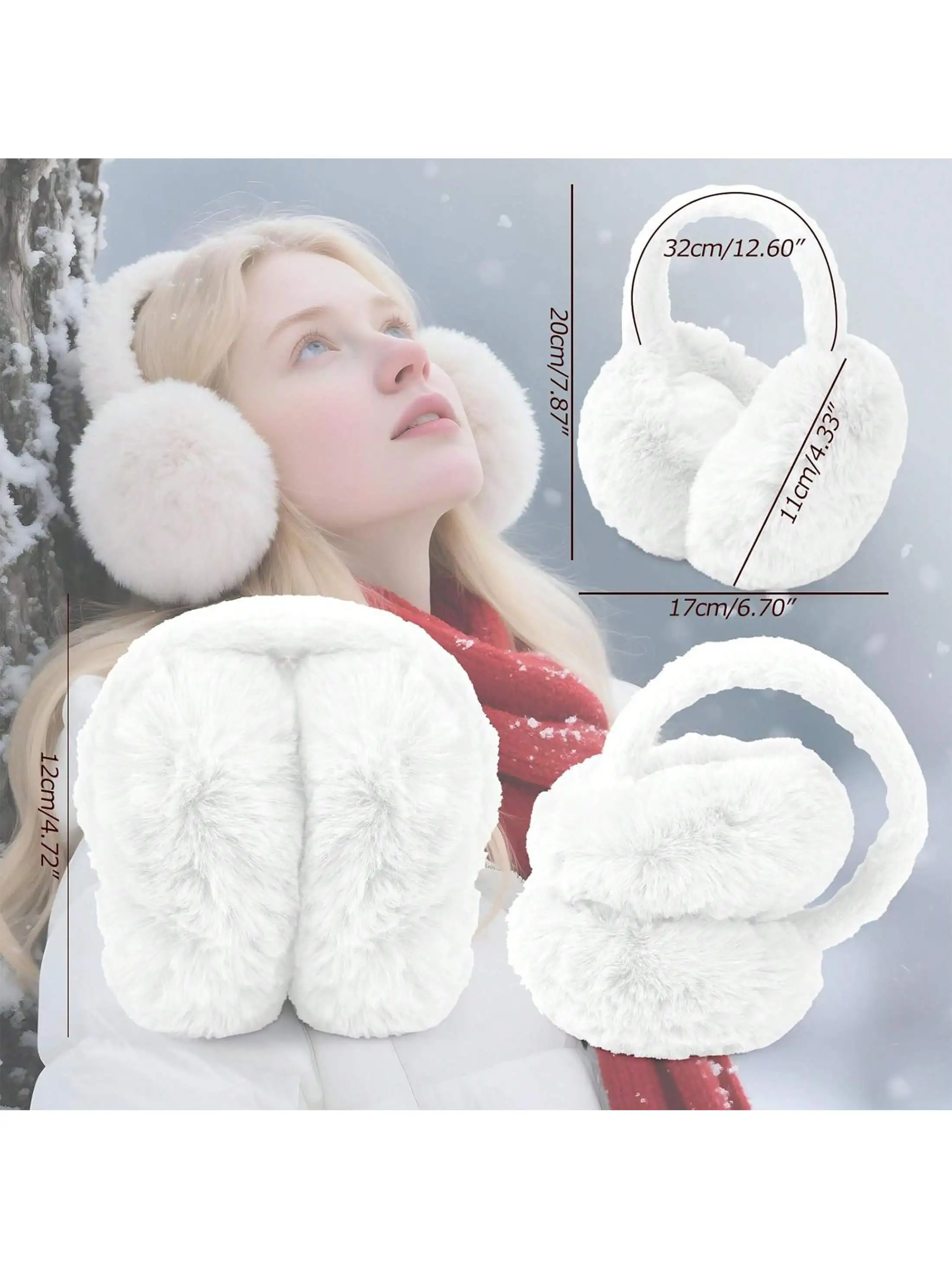 1PC pieghevole: morbidi e caldi paraorecchie bianchi – Soffici scaldaore per uomo e donna