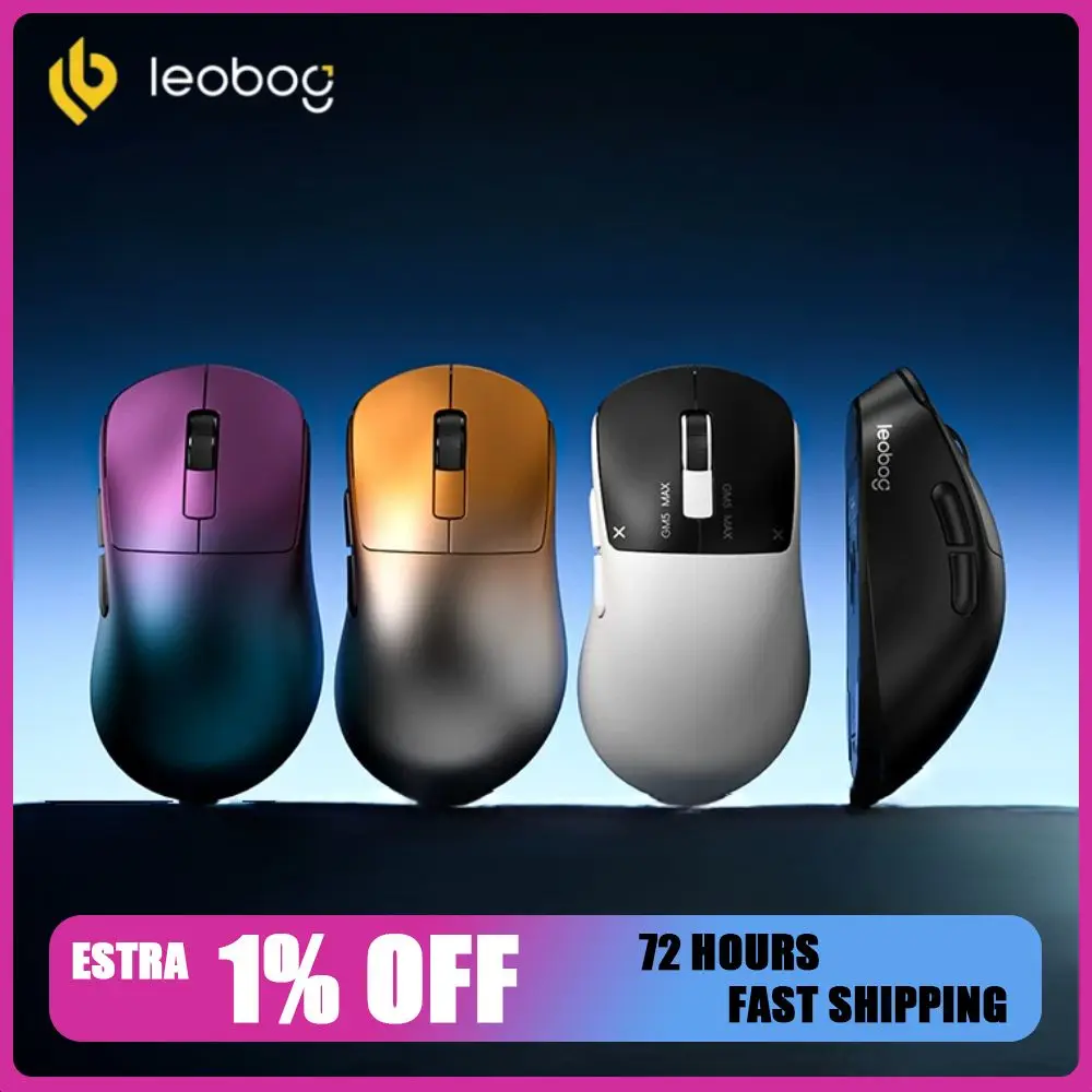 LEOBOG GM5 Ultra Mouse Tri Mode Wireless Lightweight Adjustable DPI Long Battery Life Ergonomic Gaming Mouse for PC Laptop Gamer
