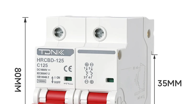 TDNK 2P DC-Leistungsschalter 80A 100A 125A 1000V für Solar-PV-Systeme, DC-Schutzschalter für Solarmodule und Photovoltaik-Anlagen – Detail 9