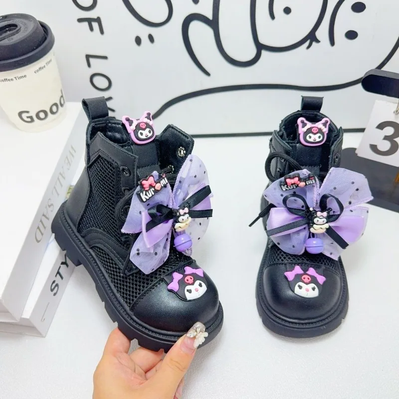 

Girly Heart Kawaii Kuromi Anime Net Boots 2025 New Cute Cartoon Fashion Children Princess Sandals Shoes Gifts for Kids