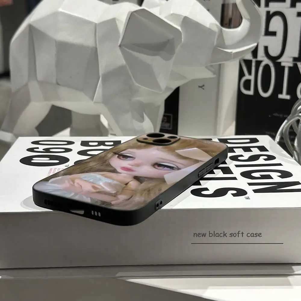 Fashion doll B-Blythe Cute Phone Case FOR IPhone 15 pro max 14 11 12 Pro 15 16 Plus 13 Pro MAX XR XS Black Soft Covers