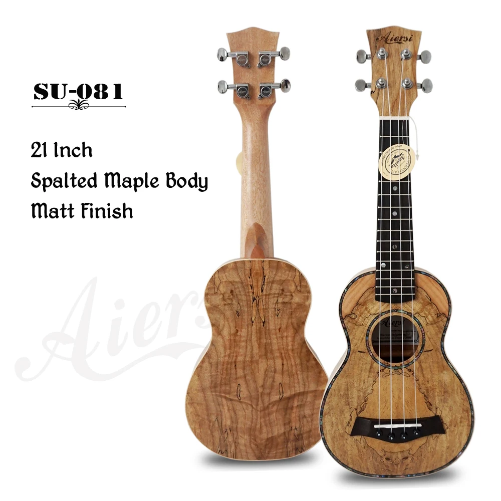 Aiersi brand High Grade Laminated Spalted Maple Guitar Ukulele wholesale 21 Inch soprano ukulele