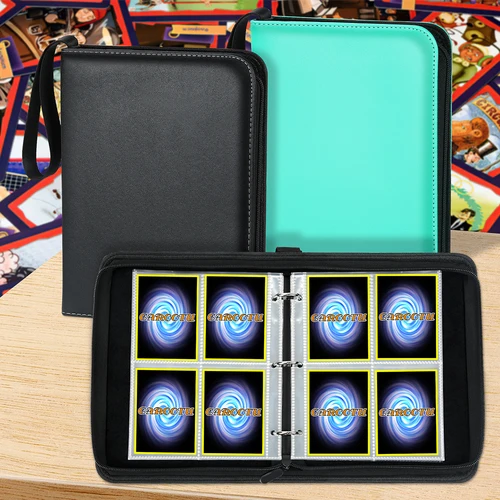 Imagen 2 del producto Portatarjetas comerciales de cuero de Anime, paquete de colecciones de tarjetas de juego de 4/6 rejillas, bolsa de almacenamiento de tarjetas de béisbol para almacenamiento de 400/900 tarjetas